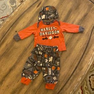 3-6 month Harley Davidson Pajamas/outfit
